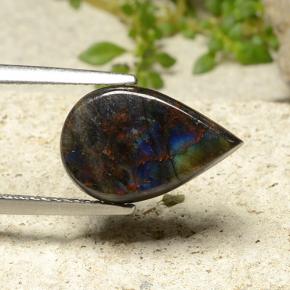 3.20 ct Multicolor Spectrolite Stone, Natural Spectrolite in Pear Cabochon Shape for Sale