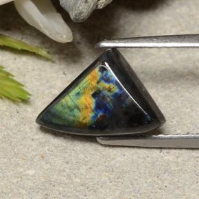 2.18 ct Multicolor Spectrolite Gemstone, Spectrolite Gem in Shark Fin Cabochon Shape for Sale.
