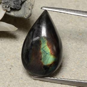 5.24 ct Multicolor Spectrolite Gemstone, Spectrolite Gem in Pear Cabochon Shape for Sale.