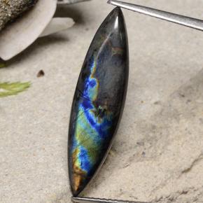 4.89 ct Multicolor Spectrolite Gemstone, Spectrolite Gem in Marquise Cabochon Shape for Sale.