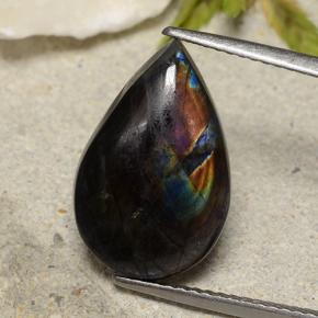 4.80 ct Multicolor Spectrolite Gemstone, Spectrolite Gem in Pear Cabochon Shape for Sale.