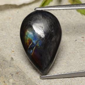 4.80 ct Multicolor Spectrolite Stone, Natural Spectrolite in Pear Cabochon Shape for Sale