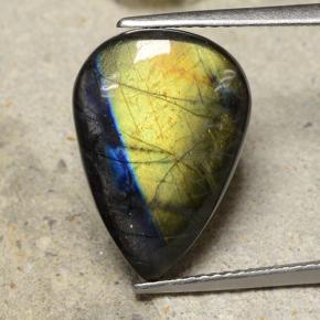 8.06 ct Multicolor Spectrolite Gemstone, Spectrolite Gem in Pear Cabochon Shape for Sale.