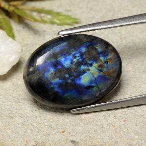 5.25 ct Multicolor Spectrolite Stone, Natural Spectrolite in Oval Cabochon Shape for Sale
