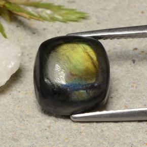 4.12 ct Multicolor Spectrolite Stone, Natural Spectrolite in Cushion Cabochon Shape for Sale