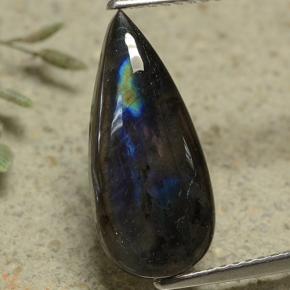 3.37 ct Multicolor Spectrolite Gemstone, Spectrolite Gem in Pear Cabochon Shape for Sale.