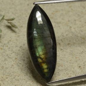 5.78 ct Multicolor Spectrolite Gemstone, Spectrolite Gem in Marquise Cabochon Shape for Sale.