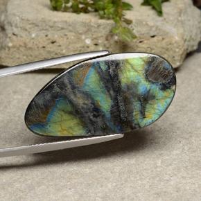 10.54 ct Multicolor Spectrolite Stone, Natural Spectrolite in Half Heart Cabochon Shape for Sale