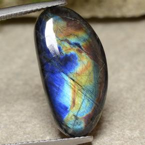 5.82 ct Multicolor Spectrolite Gemstone, Spectrolite Gem in Shark Fin Cabochon Shape for Sale.