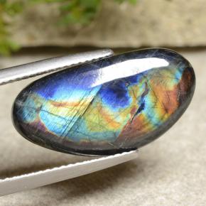 5.82 ct Multicolor Spectrolite Stone, Natural Spectrolite in Shark Fin Cabochon Shape for Sale