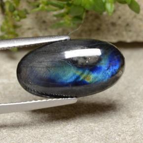 3.73 ct Multicolor Spectrolite Stone, Natural Spectrolite in Oval Cabochon Shape for Sale