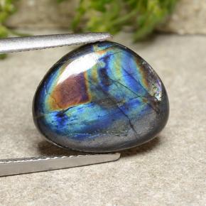 3.67 ct Multicolor Spectrolite Stone, Natural Spectrolite in Shark Fin Cabochon Shape for Sale