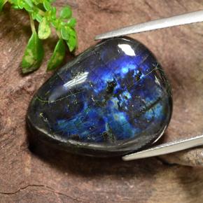 15.34 ct Multicolor Spectrolite Stone, Natural Spectrolite in Pear Cabochon Shape for Sale