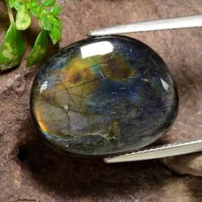 9.95 ct Multicolor Spectrolite Stone, Natural Spectrolite in Fancy Cabochon Shape for Sale