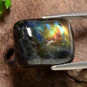 10.12 ct Multicolor Spectrolite Stone, Natural Spectrolite in Baguette Cabochon Shape for Sale