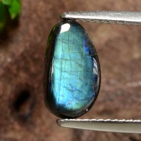 1.95 ct Multicolor Spectrolite Gemstone, Spectrolite Gem in Half Heart Cabochon Shape for Sale.