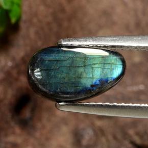 1.95 ct Multicolor Spectrolite Stone, Natural Spectrolite in Half Heart Cabochon Shape for Sale