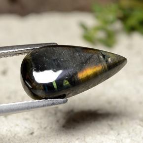 3.44 ct Multicolor Spectrolite Stone, Natural Spectrolite in Pear Cabochon Shape for Sale