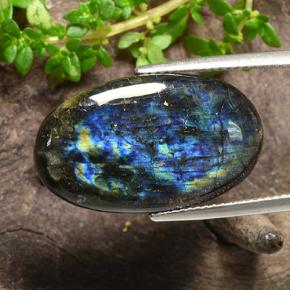 12.54 ct Multicolor Spectrolite Stone, Natural Spectrolite in Oval Cabochon Shape for Sale