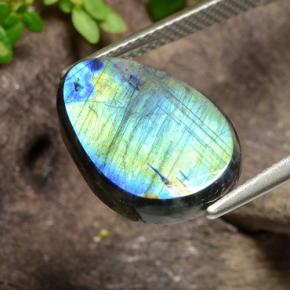 4.55 ct Multicolor Spectrolite Gemstone, Spectrolite Gem in Pear Cabochon Shape for Sale.