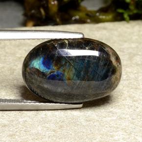 8.80 ct Multicolor Spectrolite Stone, Natural Spectrolite in Oval Cabochon Shape for Sale