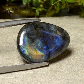 5.27 ct Multicolor Spectrolite Stone, Natural Spectrolite in Pear Cabochon Shape for Sale