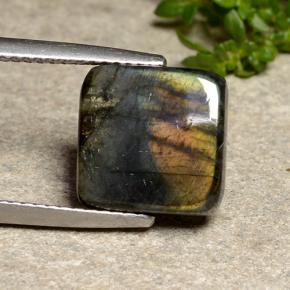 4.43 ct Multicolor Spectrolite Gemstone, Spectrolite Gem in Square Cabochon Shape for Sale.