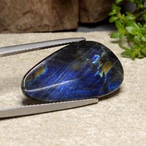 7.55 ct Multicolor Spectrolite Stone, Natural Spectrolite in Shark Fin Cabochon Shape for Sale
