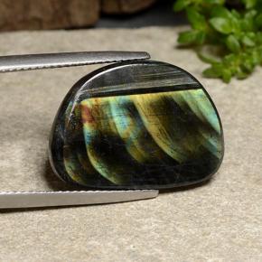 8.74 ct Multicolor Spectrolite Stone, Natural Spectrolite in Fancy Cabochon Shape for Sale