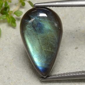 9.19 ct Multicolor Spectrolite Gemstone, Spectrolite Gem in Pear Cabochon Shape for Sale.