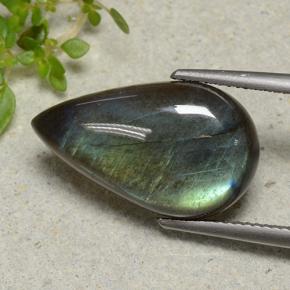 9.19 ct Multicolor Spectrolite Stone, Natural Spectrolite in Pear Cabochon Shape for Sale