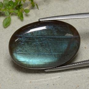 25.53 ct Multicolor Spectrolite Stone, Natural Spectrolite in Oval Cabochon Shape for Sale