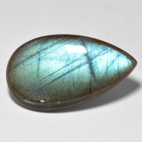 20.16 ct Multicolor Spectrolite Stone, Natural Spectrolite in Pear Cabochon Shape for Sale
