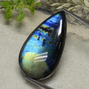 19.16 ct Multicolor Spectrolite Gemstone, Spectrolite Gem in Pear Cabochon Shape for Sale.