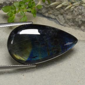 19.16 ct Multicolor Spectrolite Stone, Natural Spectrolite in Pear Cabochon Shape for Sale