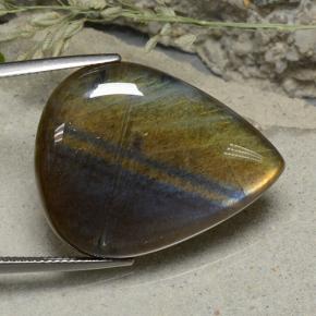 30.89 ct Multicolor Spectrolite Stone, Natural Spectrolite in Pear Cabochon Shape for Sale