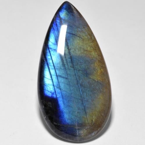 Multicolor Spectrolite Gem - 21.1ct Pear Cabochon (ID: 494244)