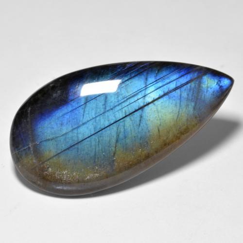 21.05 ct Multicolor Spectrolite Stone, Natural Spectrolite in Pear Cabochon Shape for Sale
