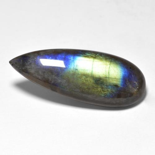 15.79 ct Multicolor Spectrolite Stone, Natural Spectrolite in Pear Cabochon Shape for Sale