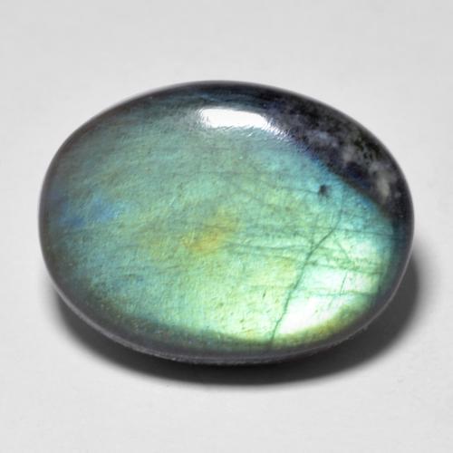 9.42 ct Multicolor Spectrolite Stone, Natural Spectrolite in Oval Cabochon Shape for Sale