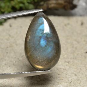 Multicolore Spectrolite gemme - 8.7ct Poire cabochon (ID: 494251)