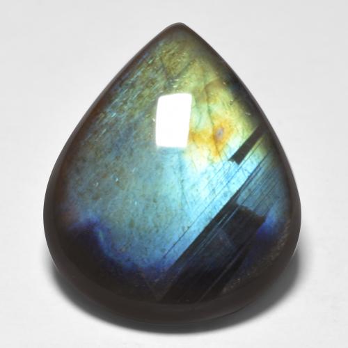 Multicolor Spectrolite Gem - 12.8ct Pear Cabochon (ID: 494252)
