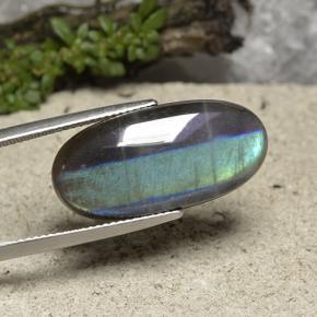 13.14 ct Multicolor Spectrolite Stone, Natural Spectrolite in Oval Cabochon Shape for Sale