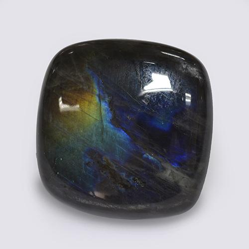 19.29 ct Multicolor Spectrolite Gemstone, Spectrolite Gem in Cushion Cabochon Shape for Sale.