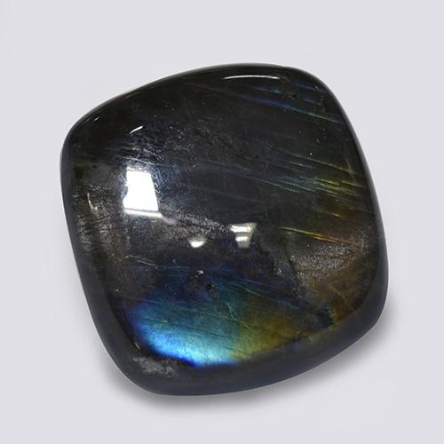 19.29 ct Multicolor Spectrolite Stone, Natural Spectrolite in Cushion Cabochon Shape for Sale