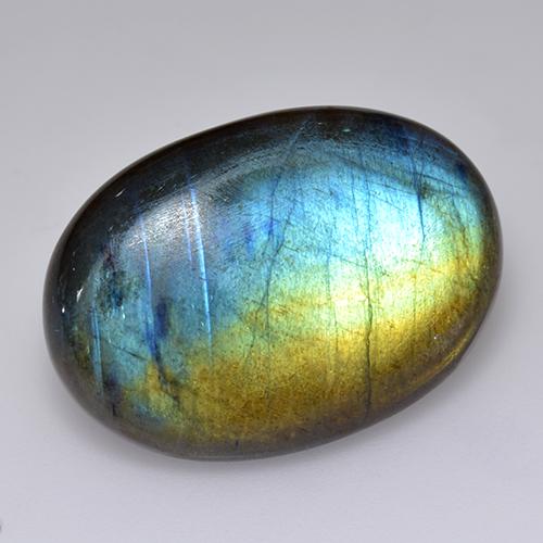 17.91 ct Multicolor Spectrolite Stone, Natural Spectrolite in Oval Cabochon Shape for Sale