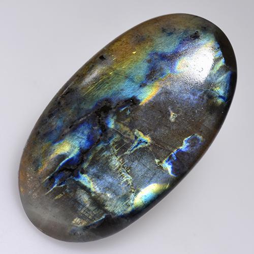26.79 ct Multicolor Spectrolite Gemstone, Spectrolite Gem in Oval Cabochon Shape for Sale.