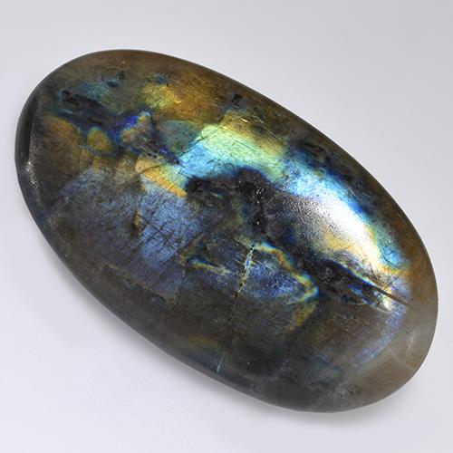26.79 ct Multicolor Spectrolite Stone, Natural Spectrolite in Oval Cabochon Shape for Sale