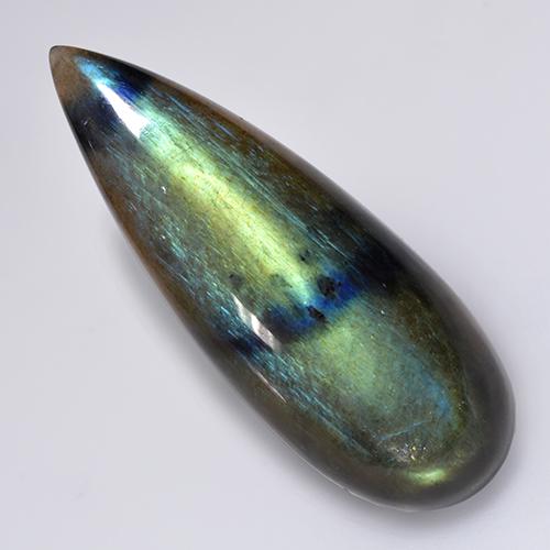 15.97 ct Multicolor Spectrolite Gemstone, Spectrolite Gem in Pear Cabochon Shape for Sale.
