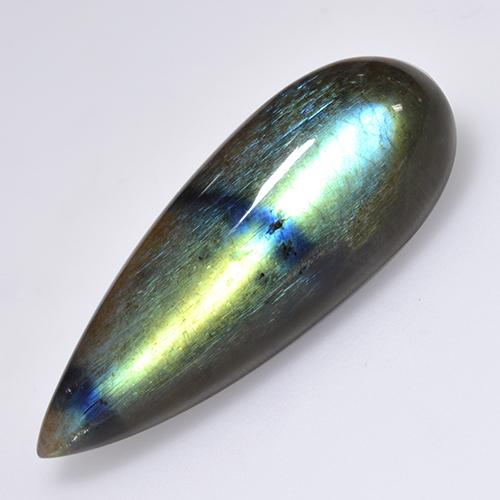 15.97 ct Multicolor Spectrolite Stone, Natural Spectrolite in Pear Cabochon Shape for Sale